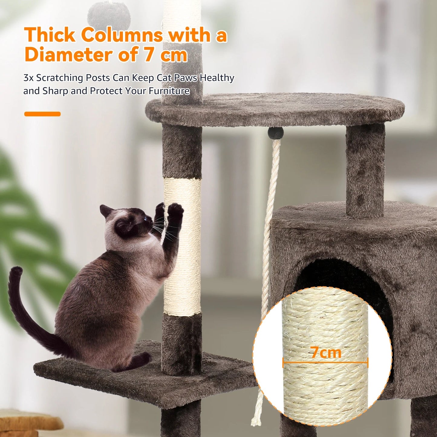 Arbre à chat Passerscat multi - niveaux – Avec griffoirs, plateformes rembourrées et maisonnette, idéal pour chats d’intérieur - Le Palais Du Chat
