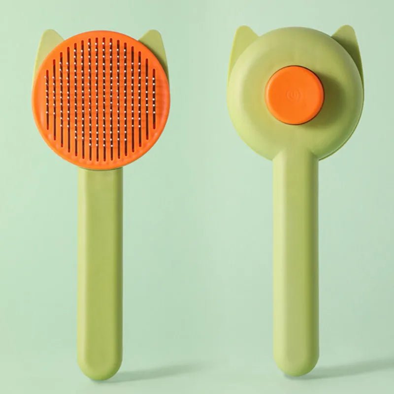 Peigne en Acier Inoxydable pour Chat – Brosse de Massage et Éliminateur de Poils à Un Bouton - Le Palais Du Chat