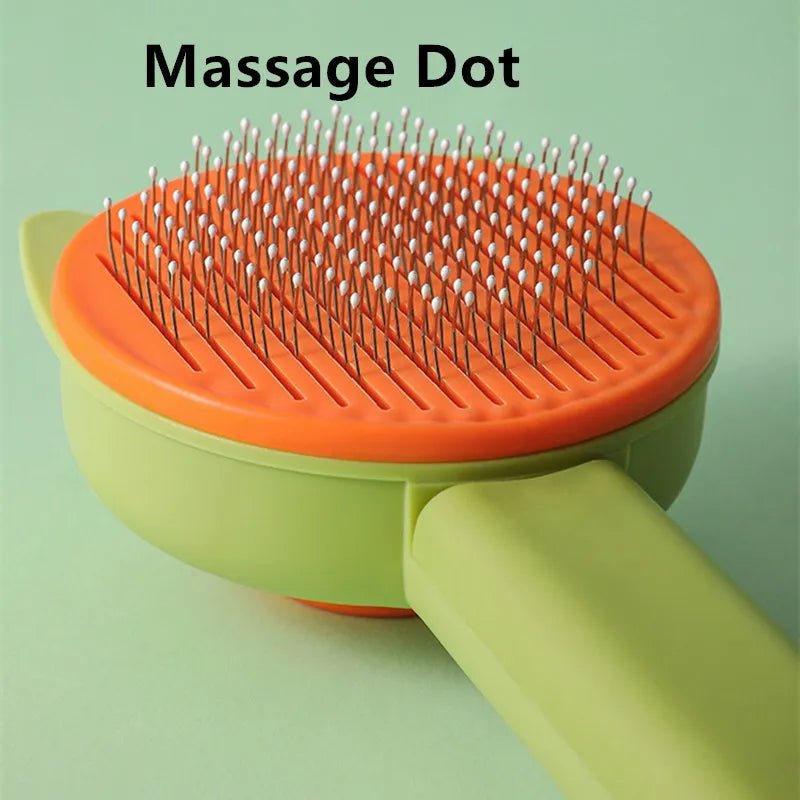 Peigne en Acier Inoxydable pour Chat – Brosse de Massage et Éliminateur de Poils à Un Bouton - Le Palais Du Chat