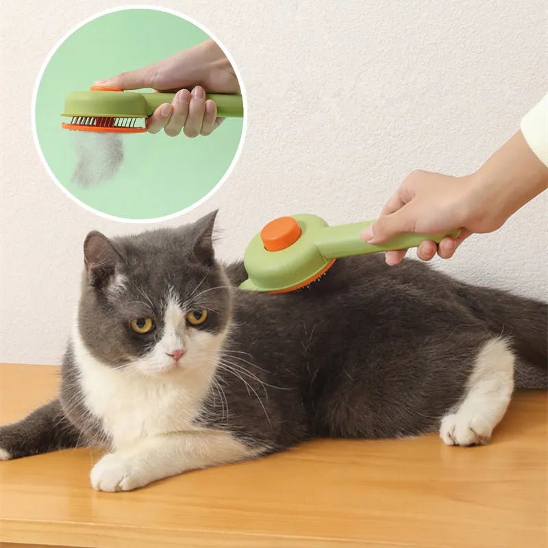 Peigne en Acier Inoxydable pour Chat – Brosse de Massage et Éliminateur de Poils à Un Bouton - Le Palais Du Chat
