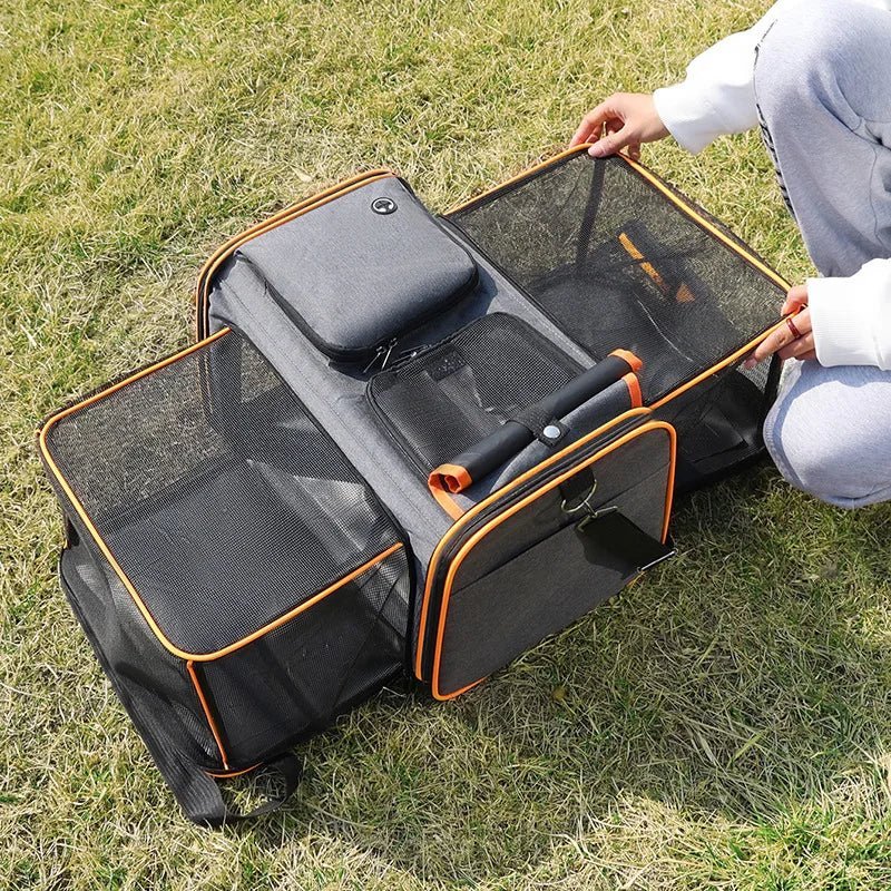 Sac de transport pliable et extensible pour chat – Grande capacité, respirant, idéal pour la voiture et les sorties, porté en bandoulière - Le Palais Du Chat