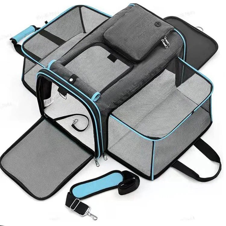 Sac de transport pliable et extensible pour chat – Grande capacité, respirant, idéal pour la voiture et les sorties, porté en bandoulière - Le Palais Du Chat