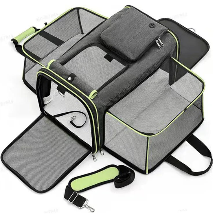 Sac de transport pliable et extensible pour chat – Grande capacité, respirant, idéal pour la voiture et les sorties, porté en bandoulière - Le Palais Du Chat