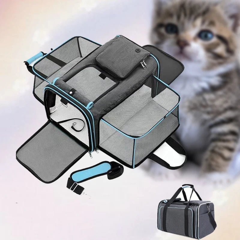 Sac de transport pliable et extensible pour chat – Grande capacité, respirant, idéal pour la voiture et les sorties, porté en bandoulière - Le Palais Du Chat