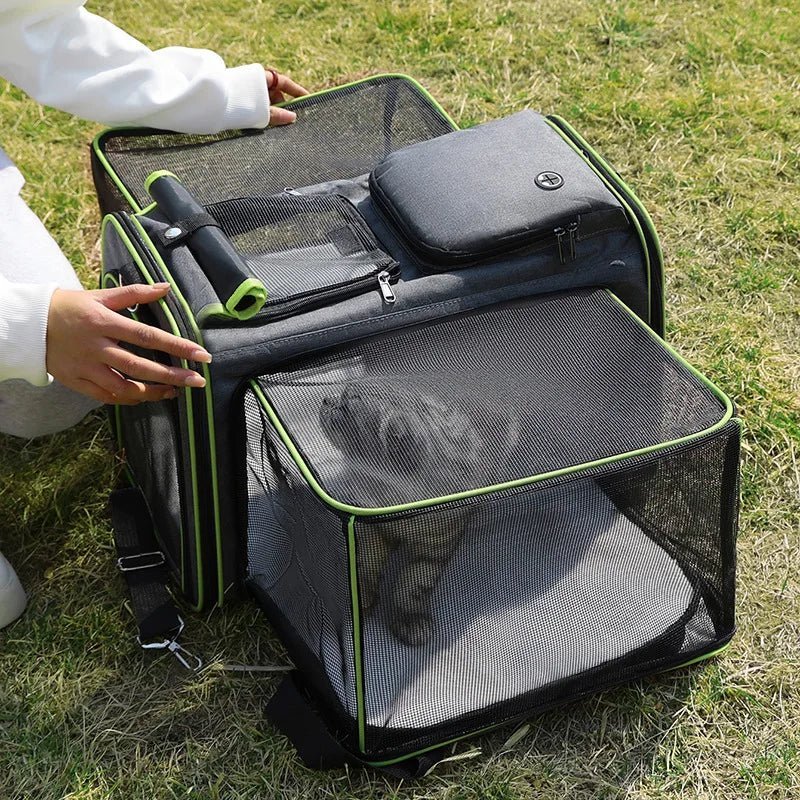 Sac de transport pliable et extensible pour chat – Grande capacité, respirant, idéal pour la voiture et les sorties, porté en bandoulière - Le Palais Du Chat