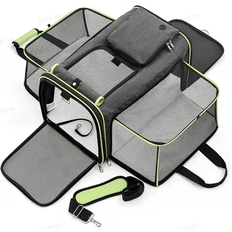 Sac de transport pliable et extensible pour chat – Grande capacité, respirant, idéal pour la voiture et les sorties, porté en bandoulière - Le Palais Du Chat