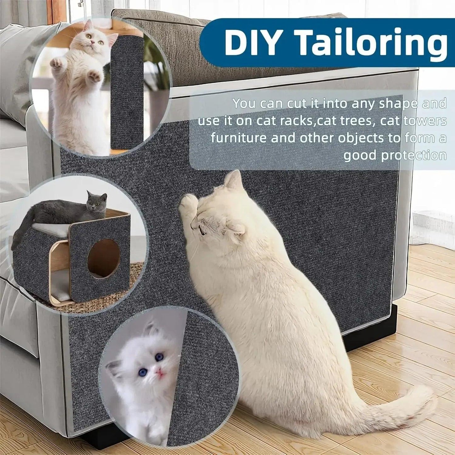 Trimmable Cat Scratching Mat Cat Scratcher Sofa Tape Scratching Post Self - adhesive Carpet Cats Scratch Board Cat Accessories - Palais Du Chat