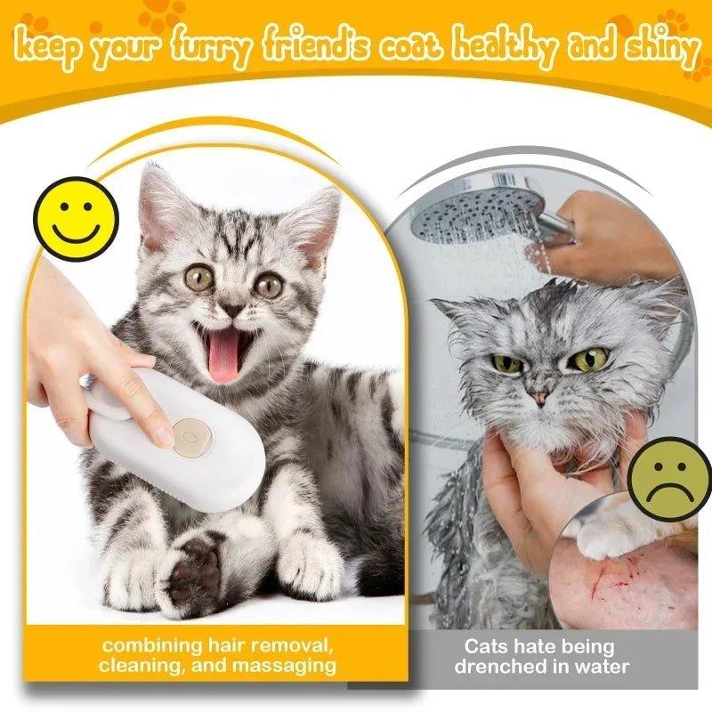3in1 Steam Brush Steam Cats Comb Water Steam Cat Brush Electric Spray Hair Brushes Cats Massage Grooming Hair Removal Comb - Palais Du Chat