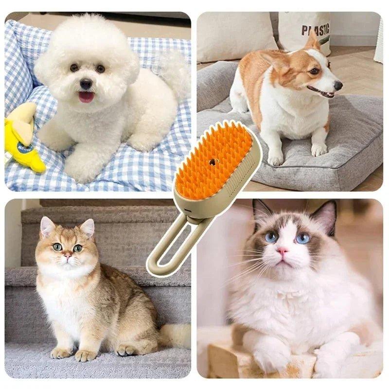 3in1 Steam Brush Steam Cats Comb Water Steam Cat Brush Electric Spray Hair Brushes Cats Massage Grooming Hair Removal Comb - Palais Du Chat