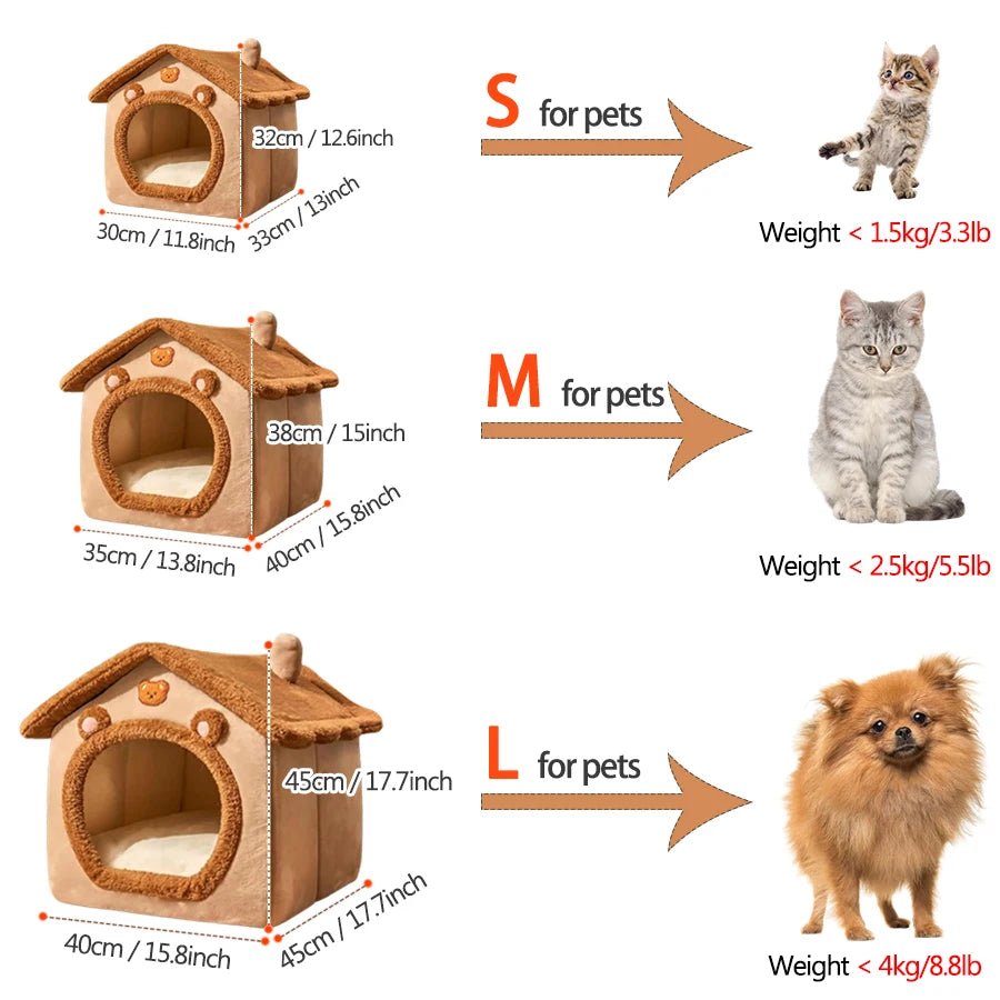 Foldable Pet House Removable Washable Cat House Puppy Cave Sofa Pet Bed House for Extra Small Dogs and Small and Medium Cats - Le Palais Du Chat