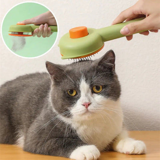 Peigne en Acier Inoxydable pour Chat – Brosse de Massage et Éliminateur de Poils à Un Bouton - Le Palais Du Chat